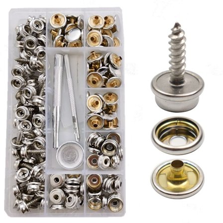 150 stk. Marine Canvas Snap Fasteners, Metal Snap Button til Bådcover
