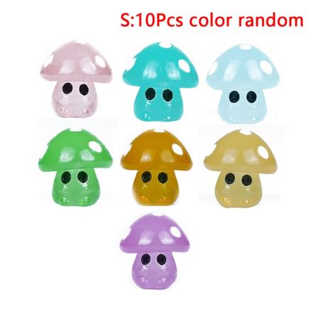 10 fargerike glødende små sopp minifigurer miniatyr - Perfet S