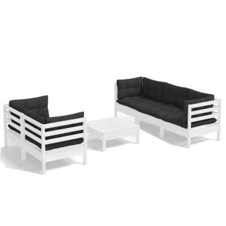 Vidaxl Loungegrupp Med Antracit Dynor 6 Delar Massiv Furu Vit