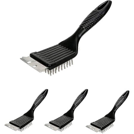 Grillbørste, 4 deler Grillrengjøringsbørste Grillbørste med rustfritt stål