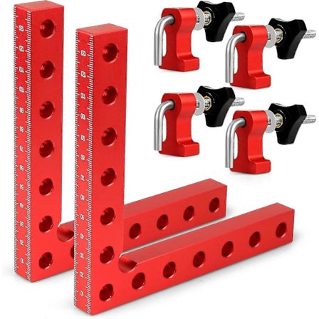 90 Graders Klemme, skapklemme, 14 X 14cm Aluminium Legering Rettvinkel Verktøy, hjørneklemmer (rød 2-pakning)