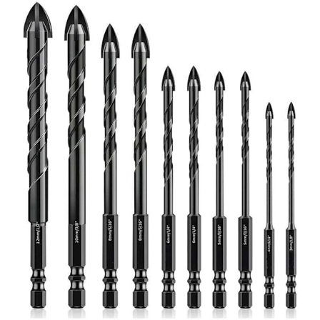 Flisebor, 10 stk. glasbor, glasbor, glasflisebor, keramiske bor, med sekskantet skaft