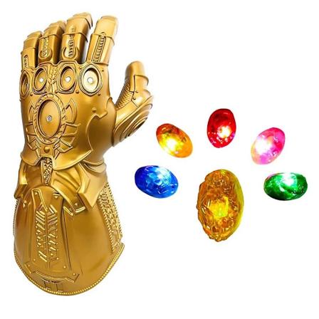 Led-valot Thanos Infinity Gauntlet elektroniselle nyrkille PVC-hanskat paristoilla