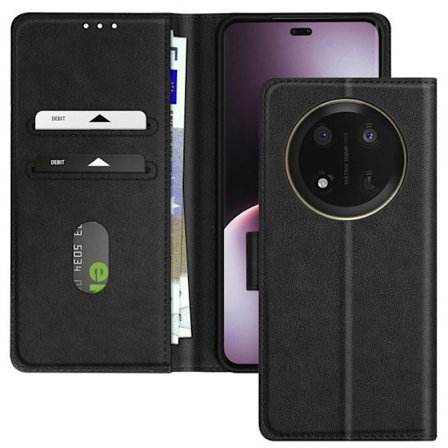 Etui Kompatibelt med Honor Magic 7 Lite Clip Wallet og Video Stand Sort{f2}