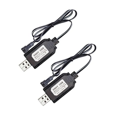 2 stk. 7,2 V USB-ladekabel for JST/SM2.0 2P-plugg erstatning i fjernkontroller konstruksjonsleker