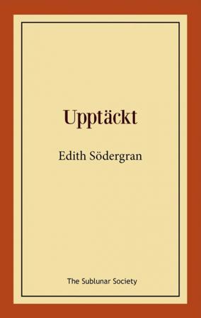 Upptäckt - Bok av Edith Södergran - Häfte