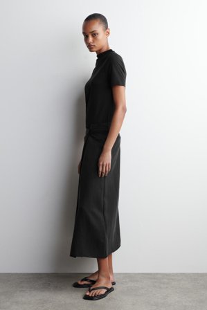 COS Women's Asymmetric Fluid Midi Skirt in Black