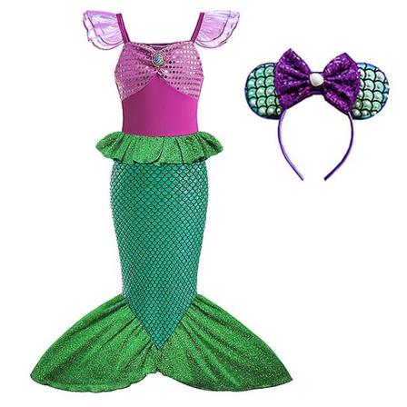 Disney Den Lille Havfrue Ariel Prinsesse Kostyme Barnkjole For Jenter Cosplay Barn Karneval Bursdagsfest Klær Havfruekjole N 9-10T(size 150) 2pcs 