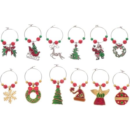 Utsøkt Julevinanheng Sett 12 stk Legering Drikkemarkører for Festarrangementer