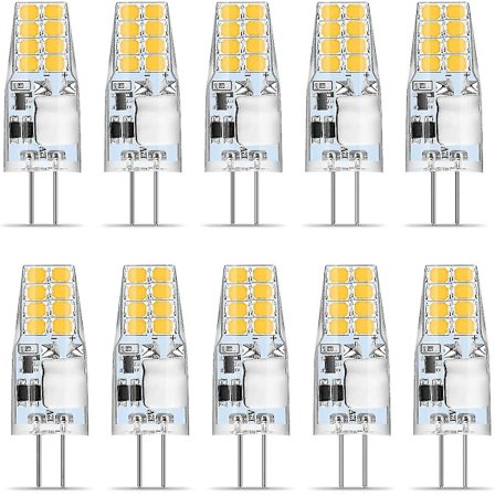 G4 LED Varmvitt, 10 st G4 LED-lampor 12V, 3W Varmvitt 3000K 16x 2835 SMD Ersätter 35W Halogenlampa, Flimmerfri, G4-lampa 350 Lumen, 360° Strålvinkel, 