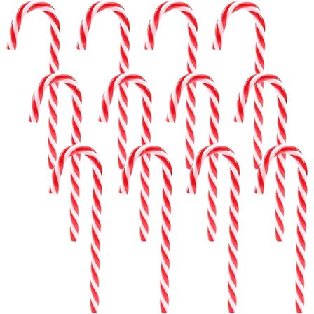 ING Julepynt - 12 stk. - Plastik - 15 cm - Familie festpynt - (Rød og hvid)