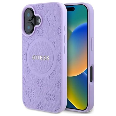 Guess Saffiano Peony Classic Logo MagSafe iPhone 16 kotelo - violetti