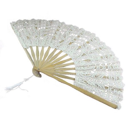 Håndlavet Bomuldsblonder Foldbar Håndvifte Til Fest Brude Bryllup Dekoration (Beige)