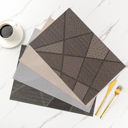 Sæt med 4 bordskånere, skridsikre, varmebestandige, skridsikre PVC-bordskånere, vaskbare, vævede vinyl til køkken-spisebord 45 * 30cm