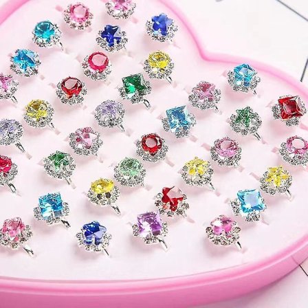 36st Kids Ring Barn Diamond Princess Gemstone Ring Smycken