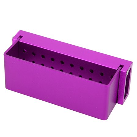 Tandborrhållare i rostfritt stål, 30 hål, lila desinfektionslåda