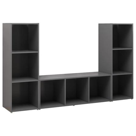 Vidaxl Tv-skåp 3 Delar Grå 107x35x37 Cm Konstruerat Trä Grå