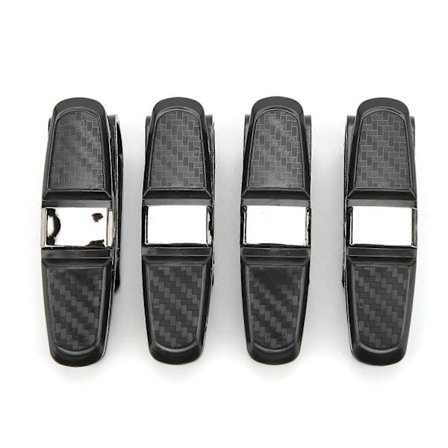 4 stk. solbrilleholdere for bil solskjerm, universell solbrilleholder med dobbel klips og 180 graders rotasjon med billettkortklips - Titanium