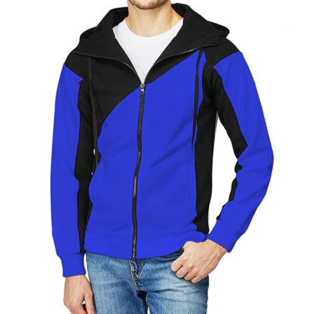Män Color Block Zip Up Huvjackor Med Fickor Sweatshirt