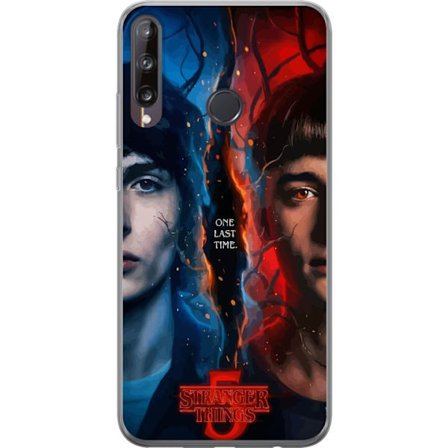 Kompatibel Mobilcover til Huawei P40 lite E Stranger Things inspireret plakat med to ansigter, ild og is, dramatisk science fiction- og mysteriefølel
