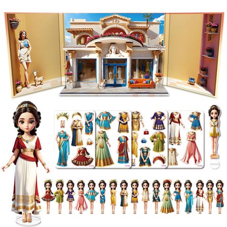 3D Magnetisk Kles-Opp Sett for Småbarn, Prinsesse Papirdukke Bok med Bybilder, Stille Reiseleke, Perfekt Påske Bursdagsgave