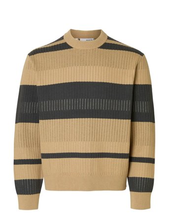 Slhmalte Ls Knit Relaxed Crew Neck Brown Selected