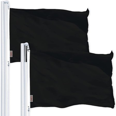 2-pack: Enfärgad svart flagga 3x5 fot 150d tryckt | 3x5 fot | Tryckt 150d inomhus/utomhus, livfulla färger, mässingsöljetter, kvalitetspolyester