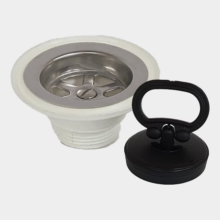 Drain fitting / sink strainer Barka PI1435TM, 1 1/4" G (BSP) (male), plastic, white