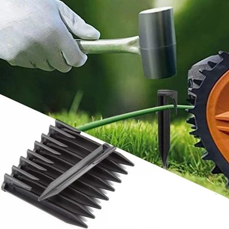 40-paknings kabelplugger, robuste jordspyd, robotgressklipper, definerer grenser i hagen