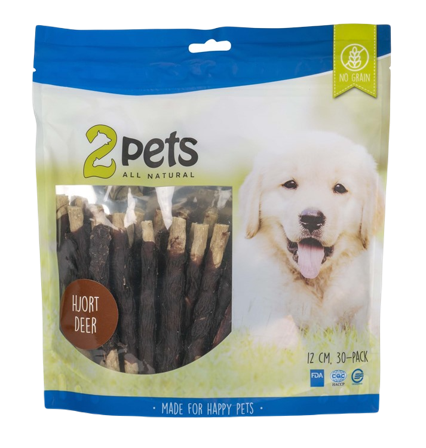 2 pets - Tyggepinne malt hjort 12 cm 30-pk. 400g - Hund - Hundegodbiter & tyggebein - Dental tyggebein & tanntyggebein - ZOO.no