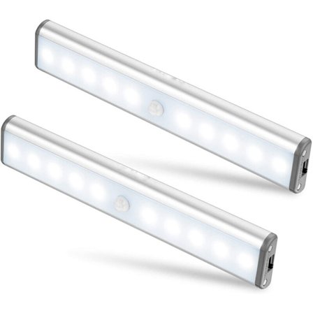 Sæt med 2 10 LED-lamper, trådløse, USB-opladelige, magnetiske, bevægelsessensor, 2 lystilstande, bærbare. Skabslys, nødsituation, børnenatlys