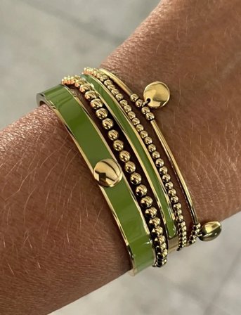 Bud to rose Minnie Enamel Amber/Gold Bracelet 4Mm - Green - ONE SIZE