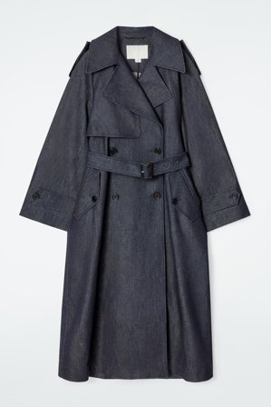 COS Women's Oversized Denim Trench Coat in Blue