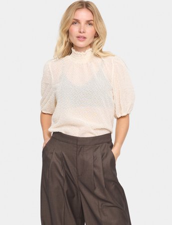 Saint Tropez Helmasz Ss Blouse - Cream - L