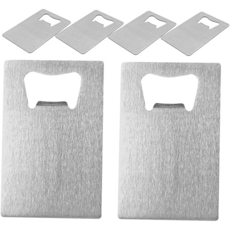 Metall Kreditkorts Flasköppnare 6 st Tunna och Platta Portabla Öppnare för Öl och Läskflaskor