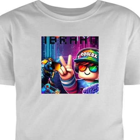 T-Shirt Søt blå Stitch-karakter med store ører og myk pels, gjentatt fluffy mønster med lekfull og barnevennlig stil