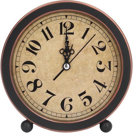 5 tum retro rund väckarklocka, super tyst batteridriven inomhusklocka, klassisk vintage fa liten klocka