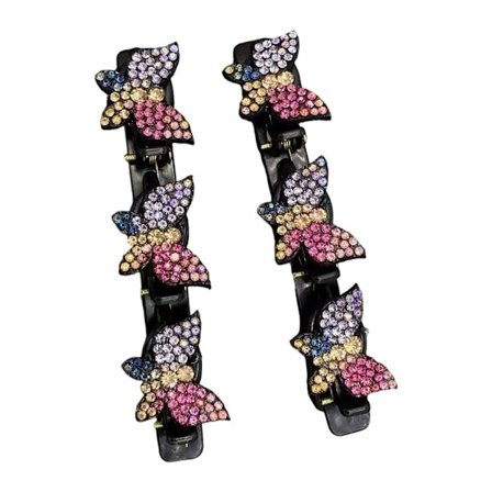 1 par multifunktionel hårklemme i harpiks til pandehår og opsat hår, udsmykket med rhinsten, dobbeltlags skridsikkert design