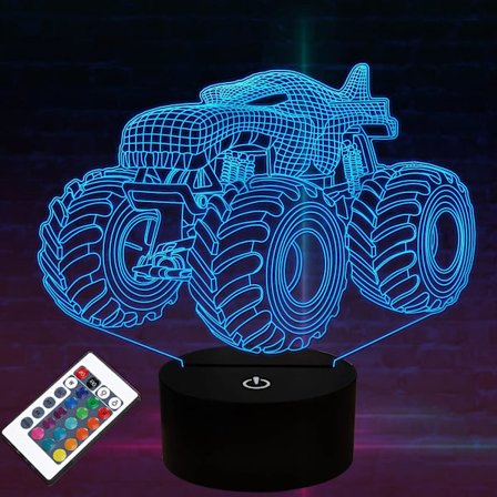Monster Truck 3D Night Light, Truck 3D Illusion Lamp for Kid