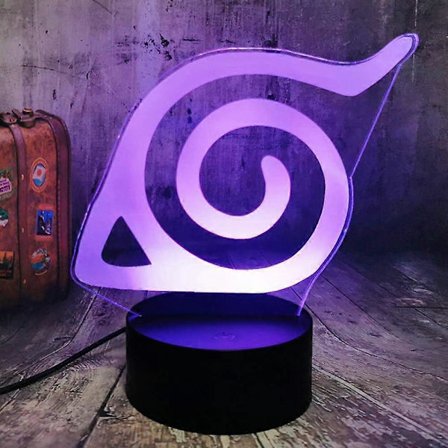 SCSYV 3D LED Natlampe Naruto Konoha Logo Farverig Natlampe til Børneværelse Dekorativ Naruto Lampe Cool Led Touch Fjernbetjening Bordlampe Anime Gave