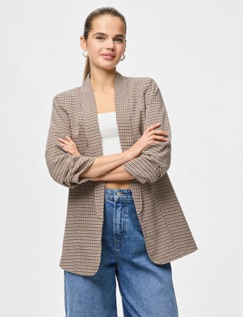 Pieces Pcbosella 3/4 Printed Blazer Noos Bc - Beige - M