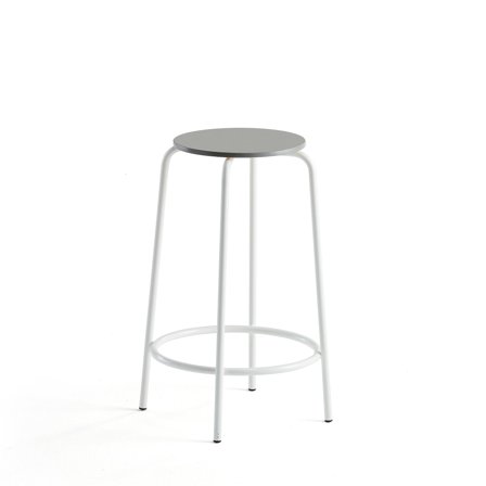 Barhocker TIMMY, Gestell weiß, Sitz hellgrau, H 630 mm