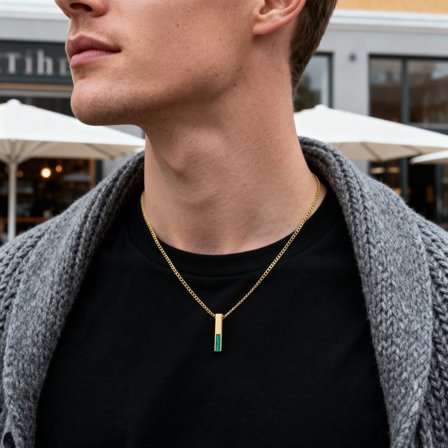 Cruz | Χρυσαφί Κολιέ Agate για άνδρες - Ατσάλινα κολιέ