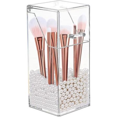 Støvsikkert Makeupbørste Opbevaringsboks Flip Transparent Akryl Makeupbørsteboks (h-2)