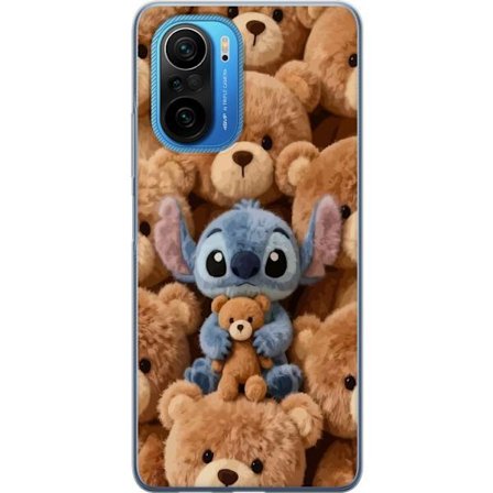 Kompatibel Mobilcover til Xiaomi Poco F3 Stitch omgivet af brune teddybjørne med en lille teddybjørn i armene i en sød og hyggelig kawaii-design