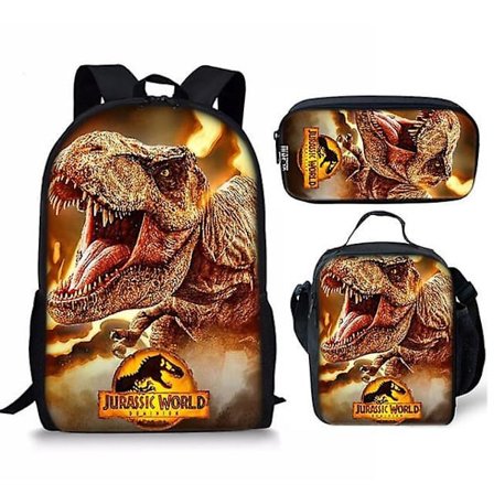 3 st/ set 16 tum Jurassic World Ryggsäck Kindergarten Bokväska Barn Start Skola Present Ryggsäck+lunchväska+pennväska