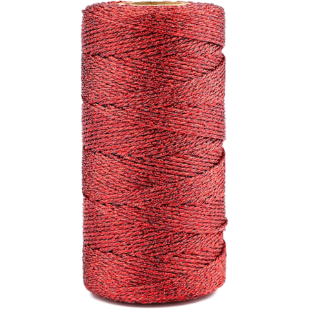 Rød metallisk juletråd 100m voks silke 1mm til smykker juledekoration gaveindpakning