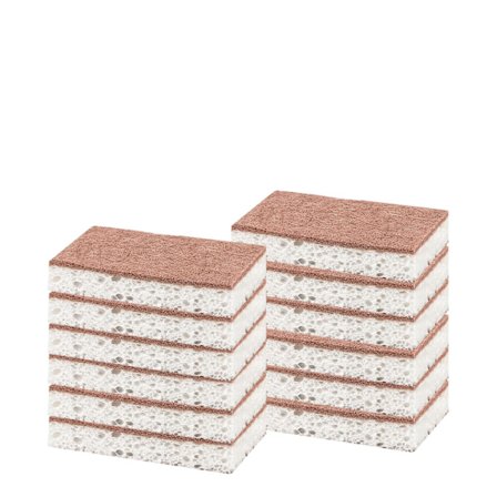 Naturlig Køkkensvamp, 24 stk., dobbeltsidet køkkensvamp til opvask, non-stick pander og til rengøring af køkken og badeværelse