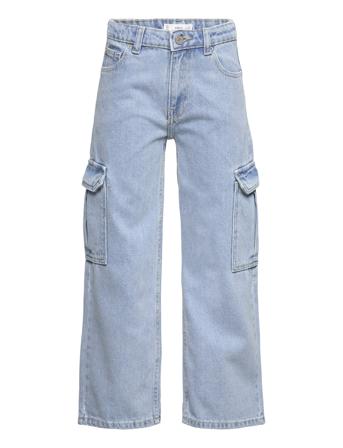 Cargo Style Straight Jeans Cargo Pants Blå Mango*Betinget Tilbud