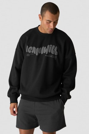 ICANIWILL - Everyday Relaxed Crewneck Print Black - Heren - sportkleding van ICIW